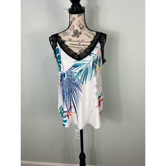 Other Tops - NWT flora lightweight v-neck white tank top with lace fringe straps